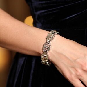 Vintage Art Deco Pot Metal Clear Bracelet
